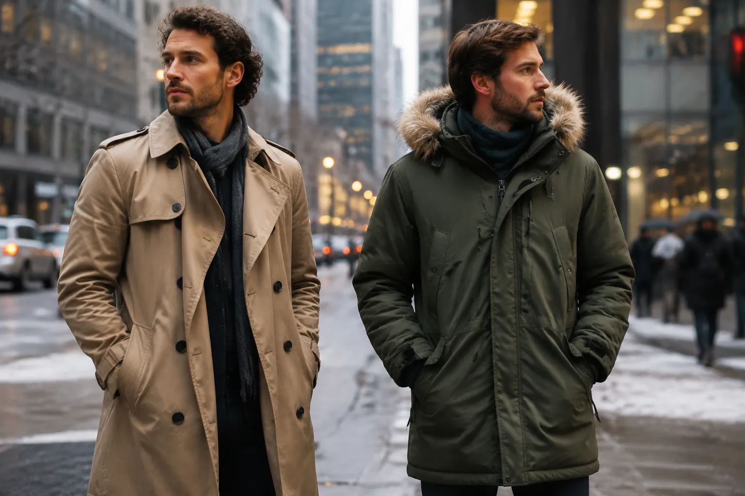 Trench coat ou parka? O duelo dos casacos para o inverno urbano